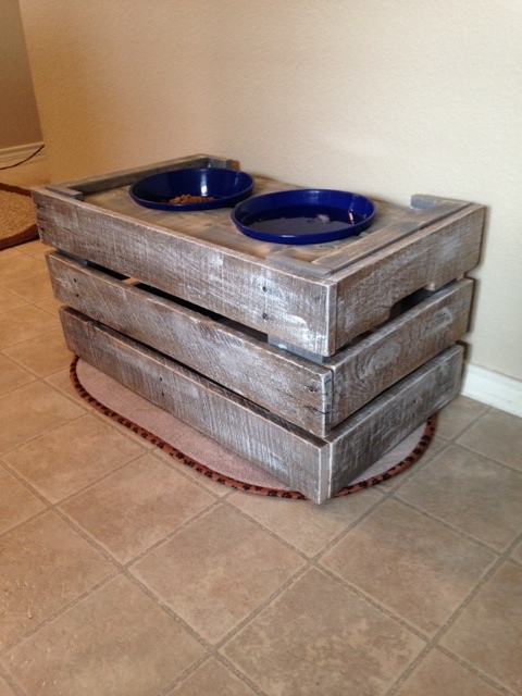 Wooden dog food sales holder